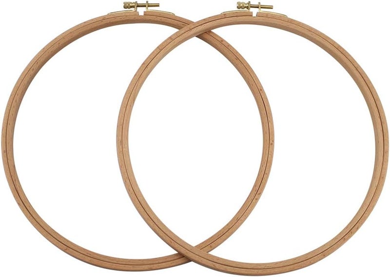 GuoFa 2 Pack 9 Inch Wood Embroidery Hoop, 23CM Beech Wood Cross Stitch Hoops, Hanging Hoop Frame for Decoration - Image 1